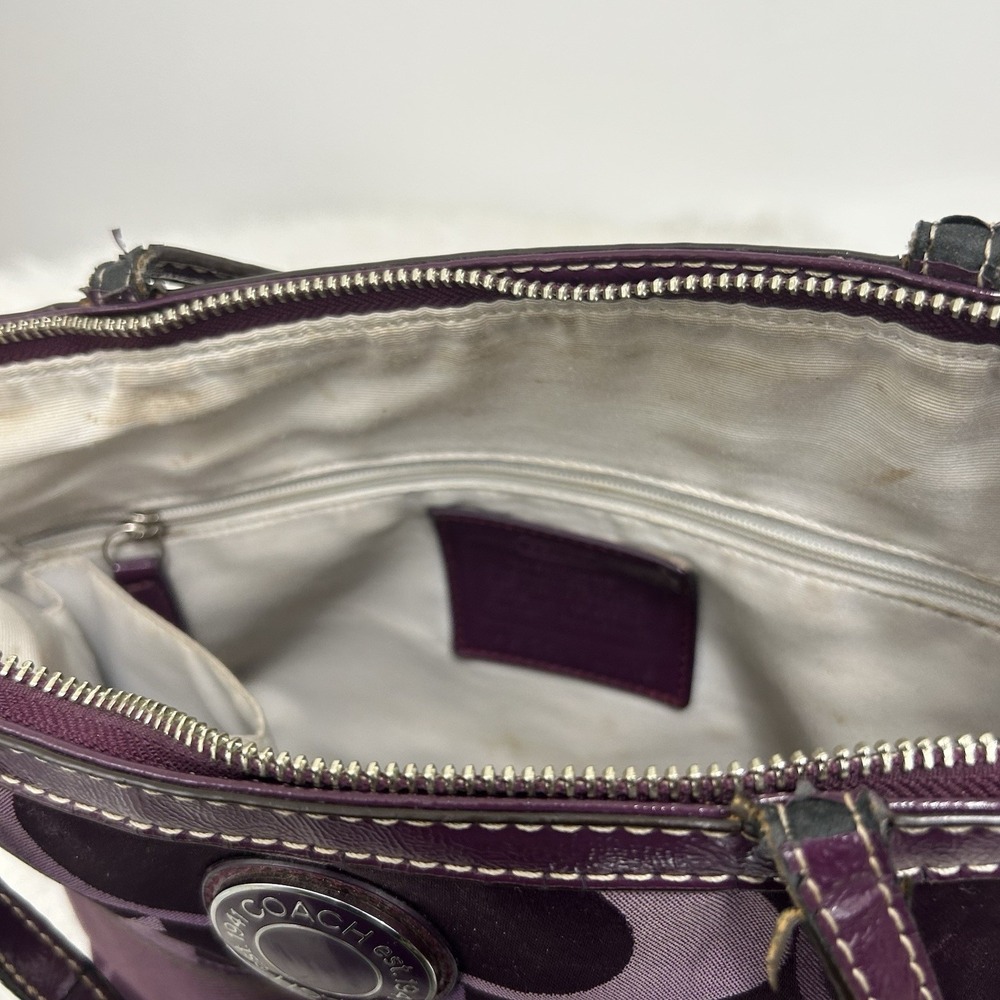 Coach 1941 est. No. 1260- F20018 Purple Canvas w/Leather trim Signature Stripe - Picture 11 of 14